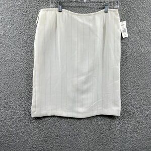 Tahari Arthur S Levine Women Straight Skirt 14 White Black Stripe Lined Rear Zip
